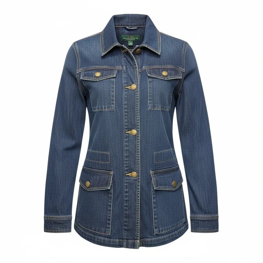 Lauren Jeans Co Ralph Lauren Denim Utility Jacket Women's L G Blue‎ Wash - Picture 2 of 7